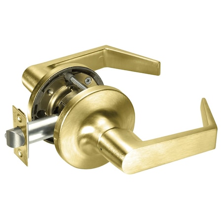 Grade 1 Patio/Privacy Cylindrical Lock, Augusta Lever, Non-Keyed, Satin Brass Finish, Non-handed
